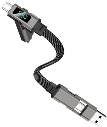 -Kabel nyckelring 4-i-1 kort 65 W laddningskabel med LED-skärm