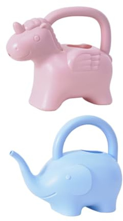 Kisangel Set 2 Annaffiatoi in Plastica da 1l, Annaffiatoi da Giardino Colorati Blu e Rosa, per Annaffiare Piante da Interno ed Esterno con Distribuzione Dell'acqua