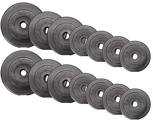 Bad Company Hantelscheiben 30/31 mm Kunststoff Paarweise (1-30 kg) oder als Set (3-90 kg) I Gewichte für Langhantel und Kurzhantel