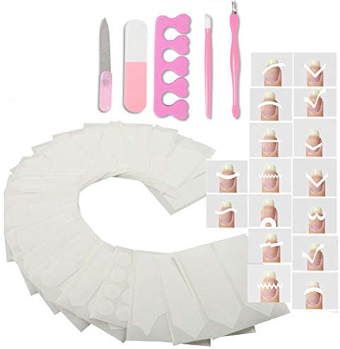 Sipliv guide français astuce coeur étoile vague vague formes de sourire ongles pochoir autocollants diy ongles accessoires pour ongles style 36 feuilles avec un set nail art (5pcs)