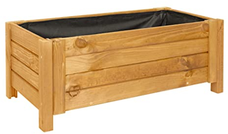 BOGATECO Bac à Fleurs Jardinière en Bois pour Extérieure | 80 x 38 cm | Pot de Fleurs Parfait pour Jardin, Terrasse & Balcon | Imprégné | Arrive Assemblé | avec Agro-Textile | Marron Chêne