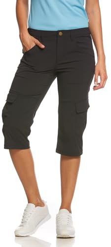 Jeff Green Damen Elastische Schnell Trocknende Kurze Leichte Cargo Outdoor Funktions Hose Marla, Farbe:Black, Größe:36