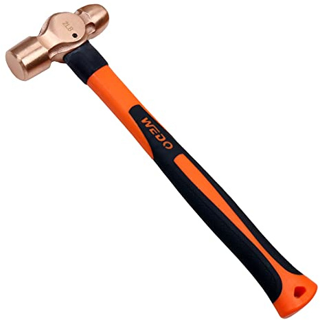 WEDO Kupfer Kugelhammer mit Fiberglasgriff 340g,Ingenieurhammer Länge 280mm