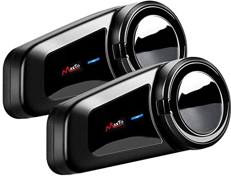 QSPORTPEAK M2 Motorrad Bluetooth Headset 5.0, Helm Intercom bis zu 6 Fahrer Gleichzeitige Kommunikation für 1000 Metern mit universeller Kopplung, CVC Geräuschunterdrückung, Sprachsteuerung.