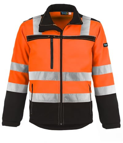 TMG Warnschutzjacke Herren gefüttert & wasserabweisend auch in Übergrößen - Atmungsaktiv und reflektierend, winddicht mit Fleecekragen - Arbeitskleidung für Baustelle, Straße & Wintereinsätze