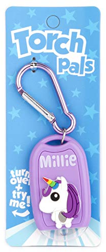 Stands Out, Supplying Outstanding Gifts Millie Name Unicorn Girls Purple Novelty Personalised Mini LED Toy Torch Carabiner Clip