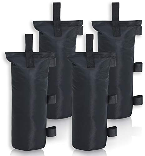 MASTERCANOPY 4er Set Sandsäcke, Schwarz, Max, Bis zu 48 KG INSGESAMT | Standfüße Halterung, Beingewichte Beschwerer, wiederverwendbar, für Pop-up-Pavillon, Faltpavillon, Zelt, Canopy