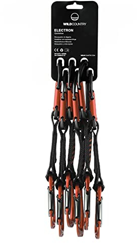 Wild Country Electron Sport Draw Set 6x12cm Orange-Schwarz - Vielseitiges Robustes Express-Set, 6-er Set, Größe 12 cm -