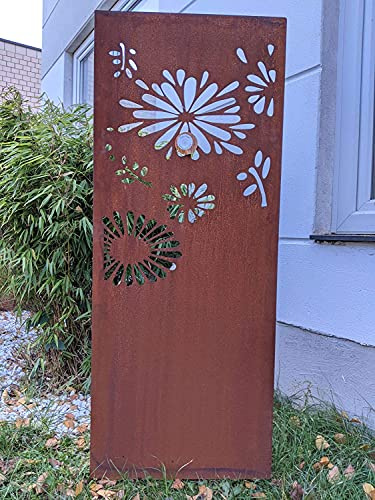 Zen Man 031648 Brise-vue de jardin en métal patiné 1 mm d'épaisseur Décoration de jardin B50 H 150 cm