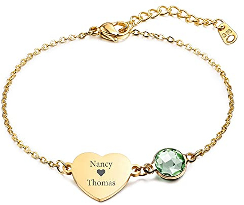 INBLUE Personalisierte Münze Gravierter Anfangsbuchstabe Name für Frauen Mädchen Benutzerdefinierte Fußkettchen mit Verstellbarer Kette Geburtsstein Edelstahlscheibe Zierlicher Charme Schmuck