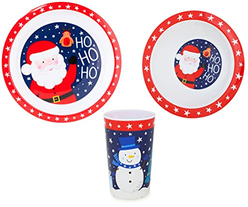 Toyland Ensemble de dîner de Noël 3 pièces Conception Festive du père Noël et des Amis - Vaisselle de fête