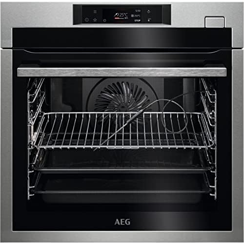 AEG BSE782380M Horno Multifunción con Limpieza Pirolítico, 20 Funciones, Sonda Térmica, Pantalla Táctil TFT Color, 225 Recetas, Cierre Suave, Antihuella, INOX, A, 70 litros