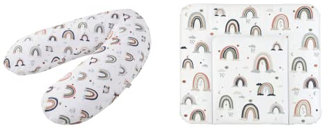 Rotho Babydesign Stillkissen Set Multi + Breit Boho Rainbow, Mehrfarbig