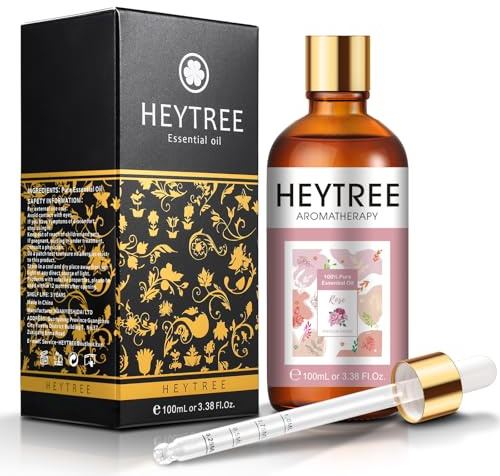 HEYTREE Rose Essential Oil-for Skin, Diffuser & Hair Care Face & Body Oil | Premium Rose Facial Oil & Aromatherapy Oil for Skin, Face, Hair - Nourishing & Hydrating - DIY Candle Soap Making-100ml