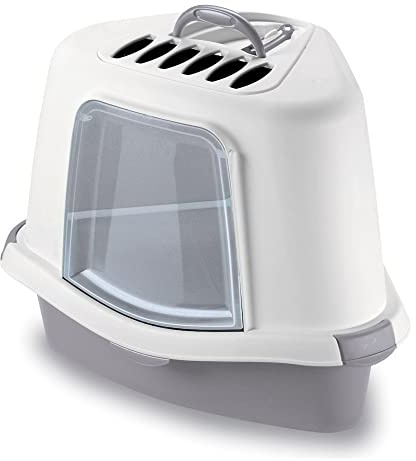 Stefanplast - Maison de Toilette Corner, 54 x 40 x 40 cm cm, Hauteur 40 cm, Gris Pierre, pour Chat.