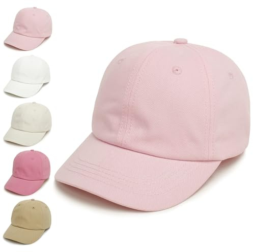 YANWANG Bebé Niños Color Sólido Gorras de Béisbol de Algodón Ajustable Sun-Sombrero para Niños Pequeños Niñas（Light Pink，6-24Months）