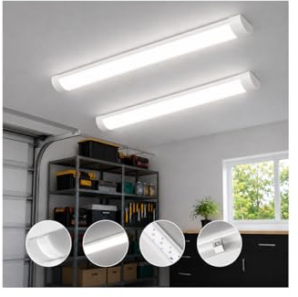 Brightex, Pack of 2 50W 4FT 5000 Lumen 7000k Non Flickering LED Strip Light Ceiling mounting Slimline Batten Light Tube120CM Garage Panel Lights Office LAMP