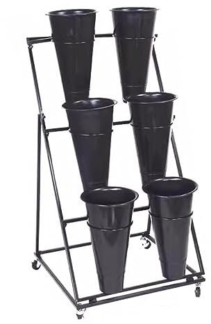 Blumenständer Pflanzentreppe Blumentreppe Schwarz Blumenstraußständer Mit Rollen, Mobiler Flachständer Für Terrassengarten, Wohnzimmer Und Blumen-Pop-Up-Events Im Freien, Floristen Leiterregal ( Size