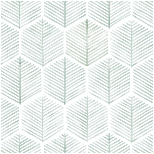 Modern Peel and Stick Wallpaper 17.3''×78.8'' Geometric Wallpaper Boho Contact Paper Green and White Self-Adhesive Wall Paper Removable Decorative Wallpapers for Bedroom Bathroom Cabinets Decor Vinyl