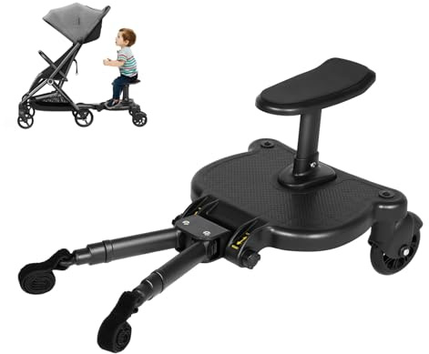 Tabla para cochecito con asiento, plataforma universal para todos los cochecitos, tabla de paseo/accesorios, tabla de pie compatible con Kiddy Board universal para 3-7 años, rodamiento de 25 kg