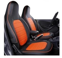 WEFOLCC Auto-Sitzbezüge Auto Sitzbezug Komplette Sets Vordersitz Atmungsaktive Kissen Zubehör Innen Für Smart Für Fortwo 451 452 453 Vordersitzbezüge (Color : Black orange-B)