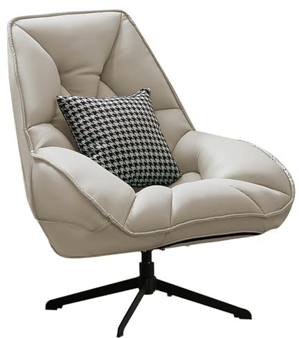 XUEMML Sessel Drehbar Wohnzimmer, Mitte des Jahrhunderts Modernes Wohnzimmer Mit Metallbein-Kaltsstuhl, PU-Leder-Wohnzimmer Mit Stuhl Im Wartezimmer Mit Kissenstuh(Beige)