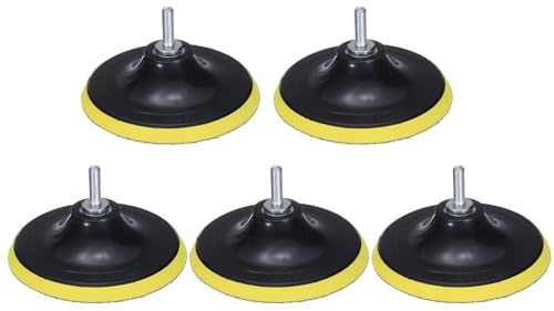 sourcing map 5 Inch Hook and Loop Sanding Disc Pads M14 Shank PP Drill Sanding Attachment, Sand Paper for Power Tools - Yellow + Black 5 Set 10pcs