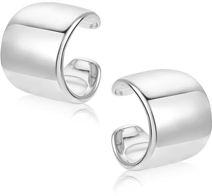 ALEXCRAFT Chunky Ear Ohrclips Dicke Creolen Cuff Clip Ohrringe für Damen | Ohrclip Creolen Chunky Groß Breit Dick Klobig Ohrmanschette Ohne Ohrloch Fake Ear Cuff Clip Ohrringe Ohrklemme Damen Herren