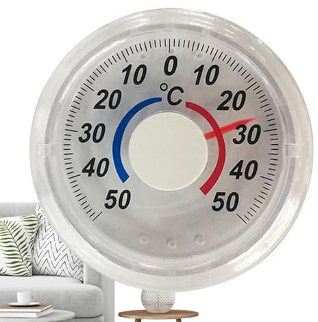 Termómetro analógico para ventana – Termómetro de exterior analógico con indicador de temperatura para terraza | Invernadero, garaje, granero y ventana – Termómetro giratorio de latón con húmedo