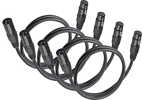 jindaaudio XLR-kablar, DMX-kabel hane till hona (4-pack), mikrofonkabel 6,5 fot/2 m trådförlängningskontakter, ljusterminator 3-stiftskontakt för scenljus signalanslutning