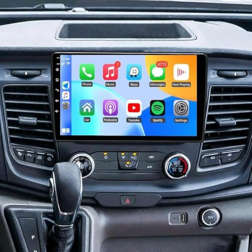 Double Din Car Radio Stereo Compatible for Ford Transit Custom 2018-2022 | 10 Touchscreen Car Radio Audio Receiver with Bluetooth Mirror Link GPS Navi SWC FM Radio AUX+ Reverse Camera+ MIC