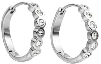Purelei Reef Ohrringe – Creolen aus Edelstahl mit weißen Zirkoniasteinen – 18K vergoldet – Geschwungenes Design, 20 mm – Curated Ear Schmuck – Gold/Silber/Roségold (Silver)