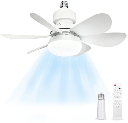 52CM Ceiling Fans with Lights and Remote Control, 40W E27 Screw-In Light Bulb Fan with 3 Speeds & 3 Color, Timer Function, Dimmable 3000K-6500K, Ceiling Fan Light for Bedroom, Living Room, Kitchen