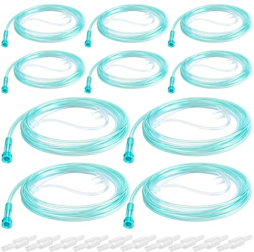 10 Stück Sauerstoffbrille Nasenbrille, 200cm O2-Schlauch*10+10* Schlauchverbinder,Nasenbrille für Sauerstoffgerät mit Schlauchverbinder,Nasenbrille Sauerstoffschlauch,Nasenbrille Sauerstoffbrille