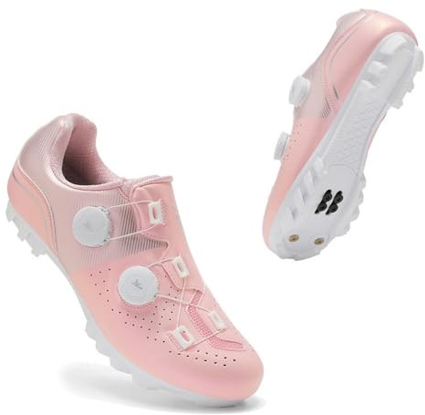 Mateju Zapatilla de Ciclismo Mujer, Zapatillas Ciclismo Carretera Exterior MTB Compatibles con SPD Lock System, Adulto Zapatos Bicicleta (Rosa,38)