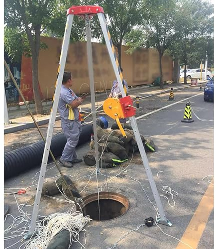 GDMDPTE Equipo de elevación con trípode de Aluminio, Ajustable en Altura y retráctil, para Espacios Estrechos y confinados, Ideal para pozos Profundos, pozos de inspección, sótanos y alca