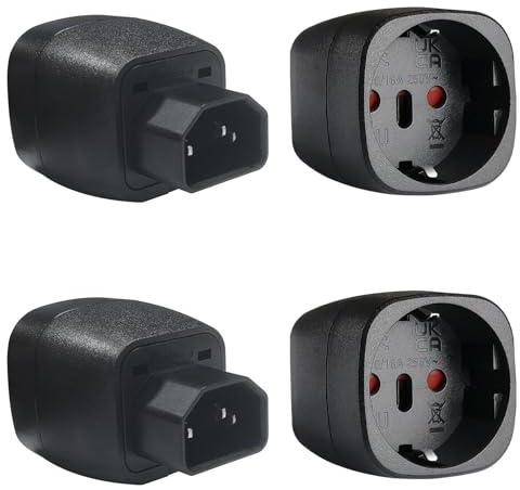 MejaRizon EU auf C14 Stecker, 4 Stück Kaltgerätestecker, C14 auf CEE7, 250V/10A CEE Schuko Adapter, IEC Stecker Geeignet für Rechenzentren, PDU-Einheiten, Kleine Server, Netzwerkgeräte und USV