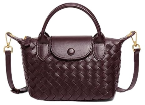 Generisch Kleine gewebte Crossbody-Tasche für Damen, trendiges Leder, Knödel, leichte Mini-Handtasche