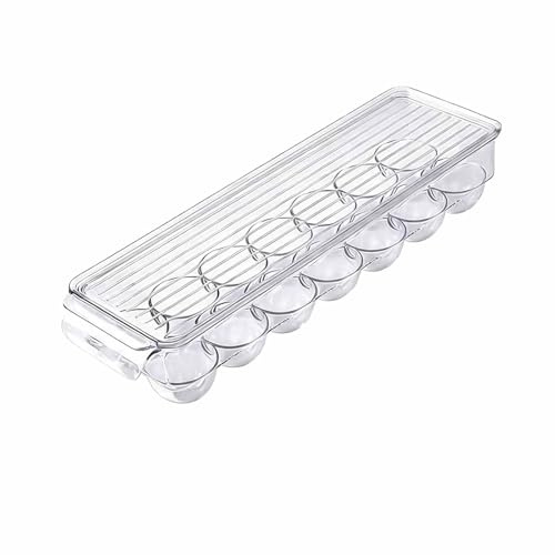 YTJHOME 14-Egg Clear BPA-Free Plastic Egg Storage Box - Stackable Fridge/Freezer Holder - Ideal For Meal Prep Breakfast Buffets & Camping Coolers