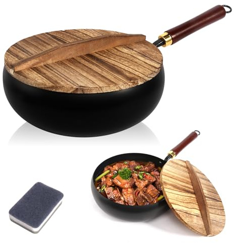 Japansk järnpanna, obelagd järnpanna, handgjord obelagd non-stick-panna av rent järn