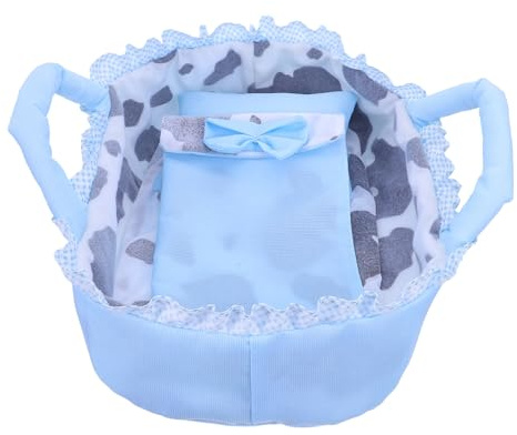Gatuida Babywiegen für Reborn-Babypuppen (35 cm) – Tragbare Puppenwiege mit Kissen/Decke für Puppenhaus-Szenen, DIY-Projekte für Kinder, Rollenspiele, Blau