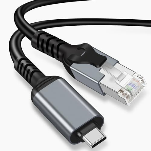 Muchfox USB C to Ethernet Cable 2M, Type C to RJ45 Gigabit LAN Network Adapter Cord,Directly Connected,Thunderbolt 3/4 Compatible for MacBook Pro, Laptops, iPad Pro, iPhone 16 Series,Galaxy S24