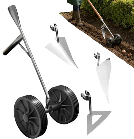 Manual para Jardinería | Aireador de Suelo con Doble Rueda Herramienta de Labranza - Desherbador de Jardín,para Hombres, Abuelos, Jardineros y Hortelanos