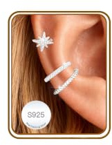 AVOTTO 3pcs Ear Cuff No Piercing for Women Silver Ear Cuff Earrings Sterling Silver Clip on Hoop Earring Adjustable Cartilage Helix Earring Hypoallergenic Piercings Earrings Stack Jewellry Gifts