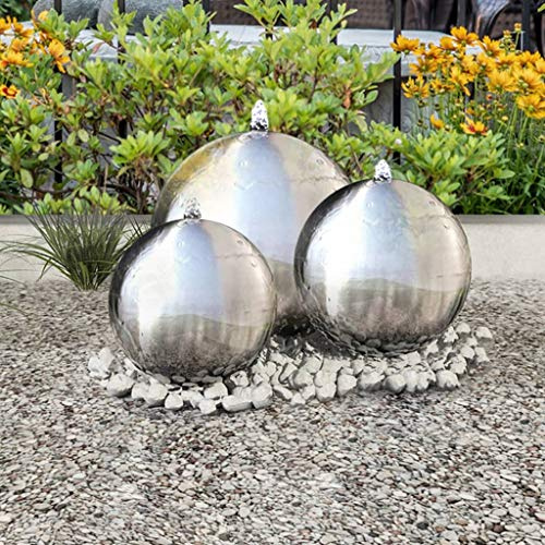 Ziaphsol Set di 3 fontane da giardino con LED in acciaio inox 304, 20, 30, 40 cm, luce bianca, gioco d'acqua per terrazza, balcone, giardino, senza pompa, per un'atmosfera tranquilla