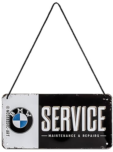 Nostalgic-Art Retro Hanging Sign BMW – Service – Gift Idea for car accessories fans, Metal Plaque, Vintage design for decoration, 10 x 20 cm, 28001