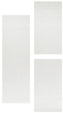 HomebyHome Bettumrandung Schlafzimmer 3 teilig Teppich Creme - Waschbarer Bettumrandung Teppich Läufer Set Extra Flauschig Bettvorleger Schlafzimmer Bettset:2 St. 60x110 cm | 1 St. 80x150 cm