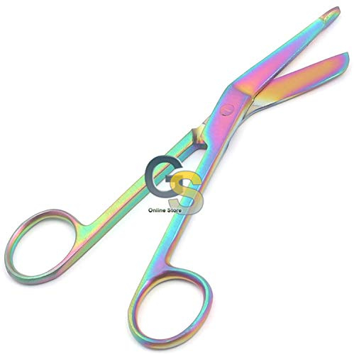 G.S 5.5 INCH Bandage Scissor, Rainbow Finish, 1.6 Ounce