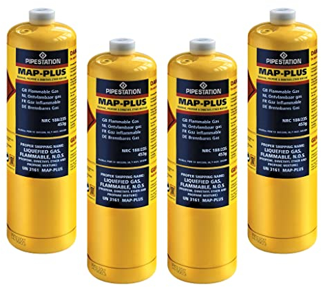 4X Mapp Gas Canister – 453g Each – Map Pro Plus Gas Bottle with CGA600 Connection for Blowtorch – Map Cylinder Cartridge for Soldering Blow Torch – Compatible with Rothenberger Superfire 2