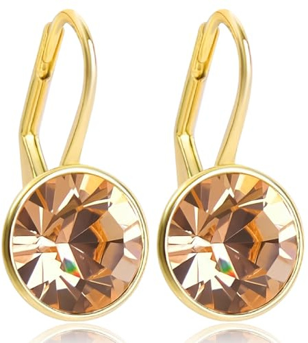 NOBEL SCHMUCK Ohrringe Gold Light Peach mit Markenkristallen 925 Sterling - schlicht modern
